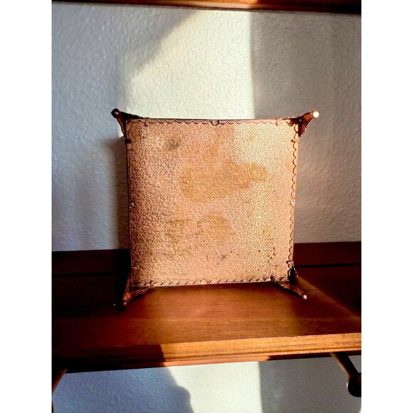 Antique Victorian Ornate Copper and Cobalt Stained Glass Jewelry Box - Picture 5 of 5